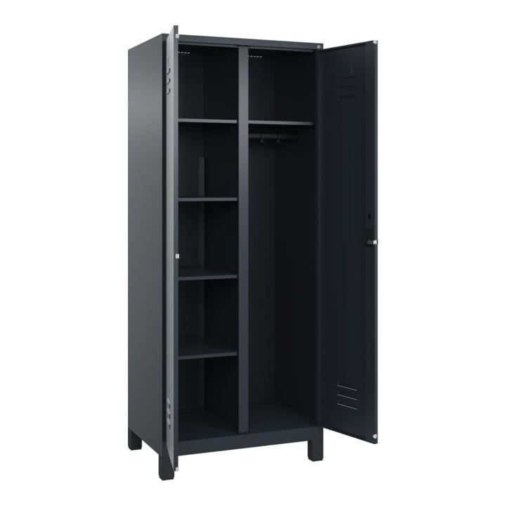 C+P Wäsche-/Kombispind Classic PLUS, Füße, 2 Abteile, 1950x800x500mm, 7016/7016 Verschluss Sicherheits-Drehriegel Front RAL 7016 Anthrazitgrau