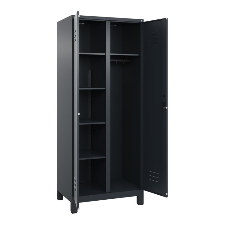 C+P Wäsche-/Kombispind Classic PLUS, Füße, 2 Abteile, 1950x800x500mm, 7016/7016 Verschluss Zylinderschloss Front RAL 7016 Anthrazitgrau