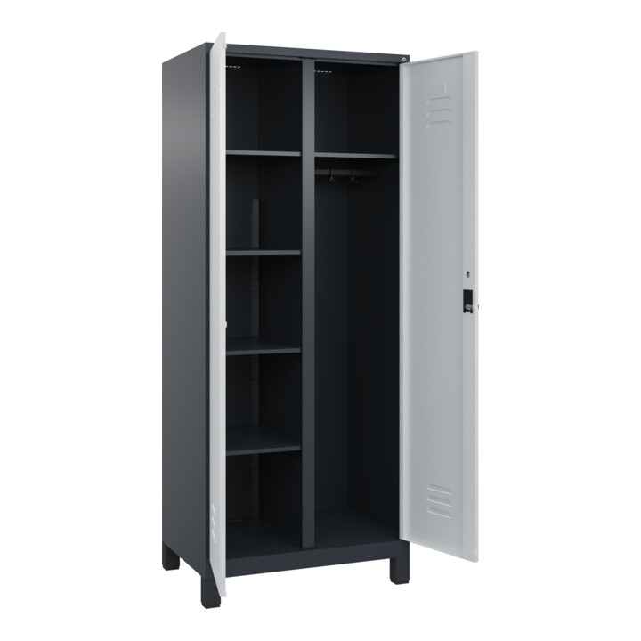 C+P Wäsche-/Kombispind Classic PLUS, Füße, 2 Abteile, 1950x800x500mm, 7016/7035 Verschluss Sicherheits-Drehriegel Front RAL 7035 Lichtgrau