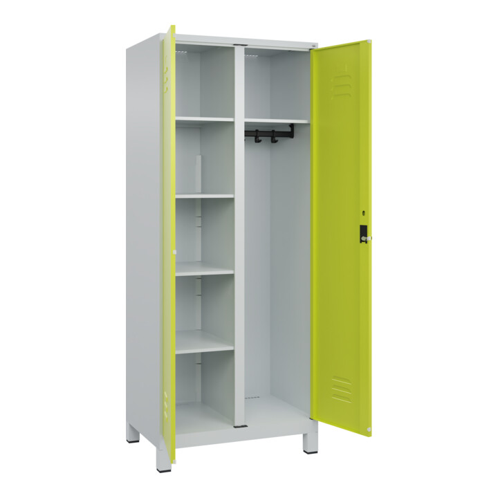 C+P Wäsche-/Kombispind Classic PLUS, Füße, 2 Abteile, 1950x800x500mm, 7035/0024 Verschluss Sicherheits-Drehriegel Front 1108060 RDS Viridingrün