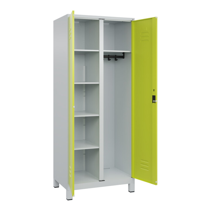 C+P Wäsche-/Kombispind Classic PLUS, Füße, 2 Abteile, 1950x800x500mm, 7035/0024 Verschluss Zylinderschloss Front 1108060 RDS Viridingrün
