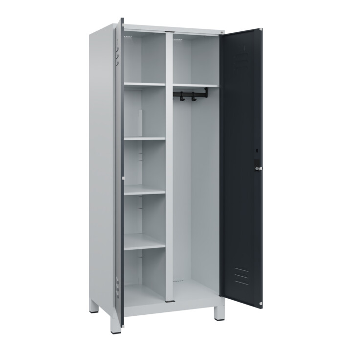 C+P Wäsche-/Kombispind Classic PLUS, Füße, 2 Abteile, 1950x800x500mm, 7035/7016 Verschluss Sicherheits-Drehriegel Front RAL 7016 Anthrazitgrau