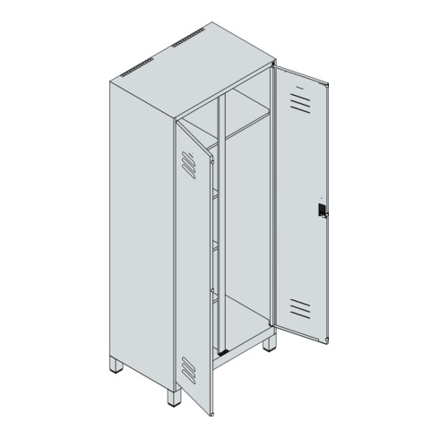 C+P Wäsche-/Kombispind Classic PLUS, Füße, 2 Abteile, 1950x800x500mm, 7035/7016 Verschluss Sicherheits-Drehriegel Front RAL 7016 Anthrazitgrau