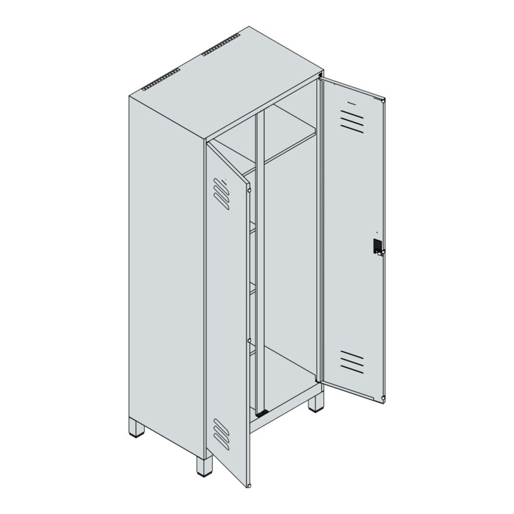 C+P Wäsche-/Kombispind Classic PLUS, Füße, 2 Abteile, 1950x800x500mm, 7035/7016 Verschluss Zylinderschloss Front RAL 7016 Anthrazitgrau