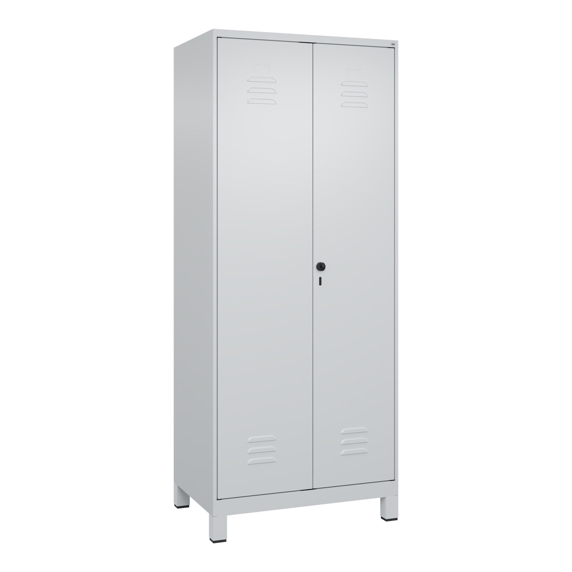 C+P Wäsche-/Kombispind Classic PLUS, Füße, 2 Abteile, 1950x800x500mm, 7035/7035 Verschluss Sicherheits-Drehriegel Front RAL 7035 Lichtgrau ; C + P Möb