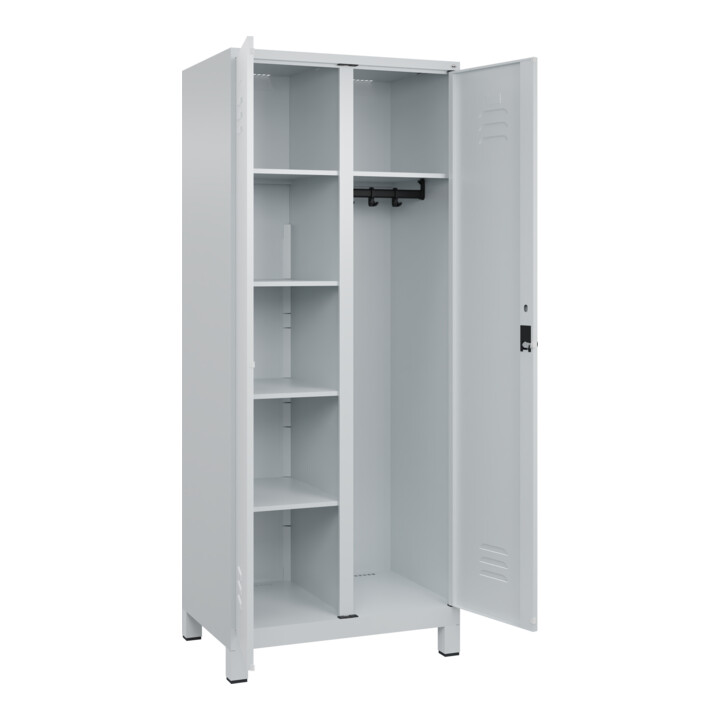 C+P Wäsche-/Kombispind Classic PLUS, Füße, 2 Abteile, 1950x800x500mm, 7035/7035 Verschluss Sicherheits-Drehriegel Front RAL 7035 Lichtgrau