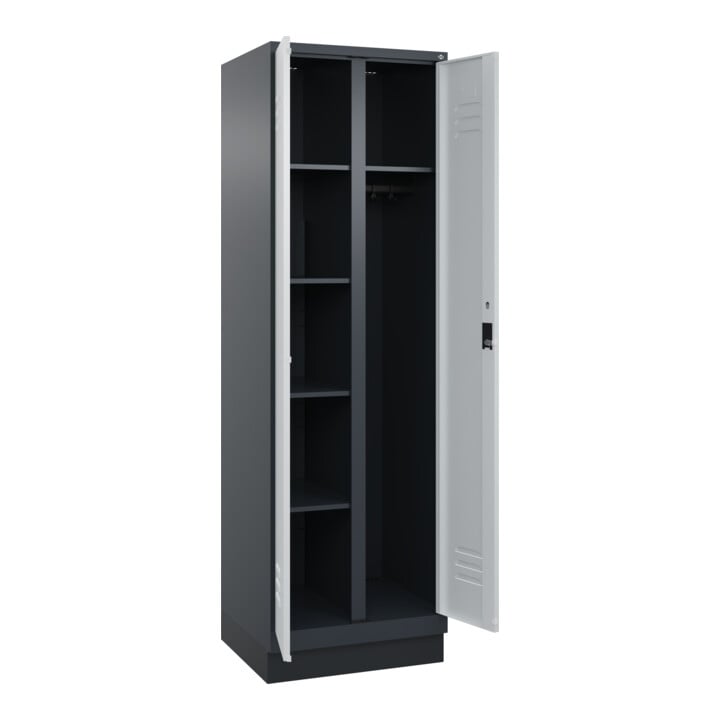 C+P Wäsche-/Kombispind Classic PLUS, Sockel, 2 Abteile, 1950x600x500mm, 7016/701 Verschluss Zylinderschloss Front RAL 7016 Anthrazitgrau