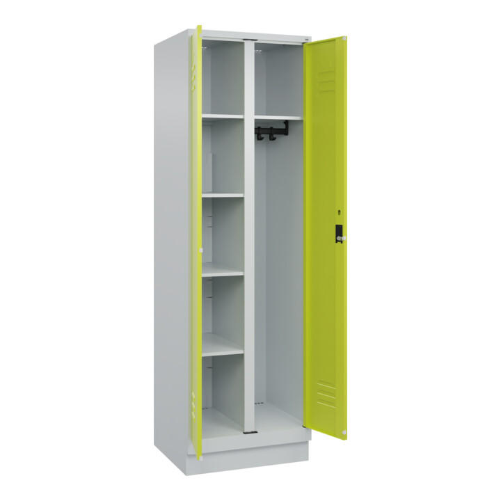 C+P Wäsche-/Kombispind Classic PLUS, Sockel, 2 Abteile, 1950x600x500mm, 7035/002 Verschluss Zylinderschloss Front 1108060 RDS Viridingrün