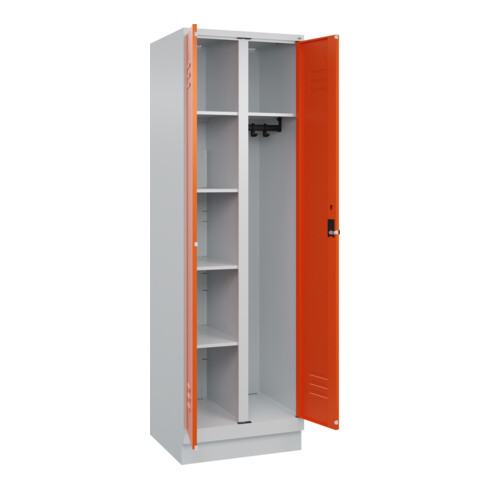 C+P Wäsche-/Kombispind Classic PLUS, Sockel, 2 Abteile, 1950x600x500mm, 7035/200 Verschluss Sicherheits-Drehriegel Front RAL 2004 Reinorange