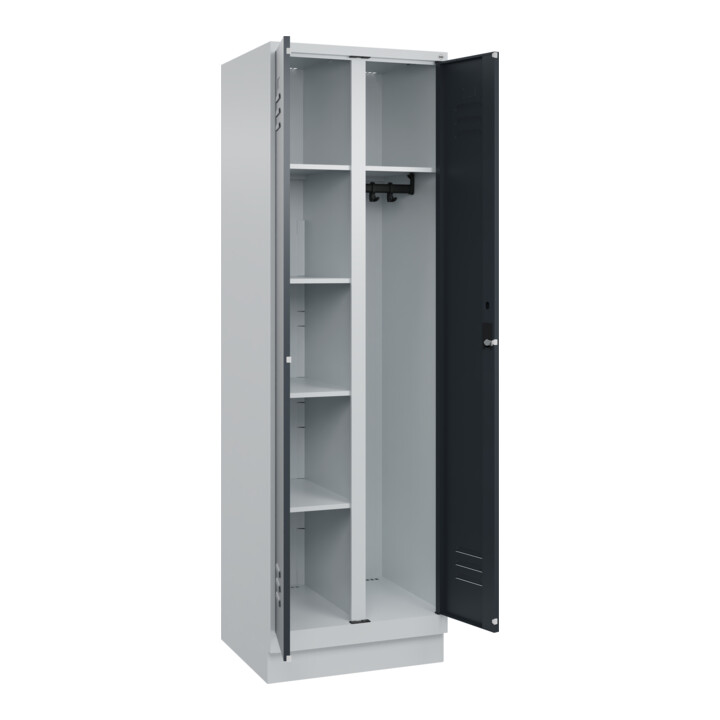 C+P Wäsche-/Kombispind Classic PLUS, Sockel, 2 Abteile, 1950x600x500mm, 7035/701 Verschluss Zylinderschloss Front RAL 7016 Anthrazitgrau