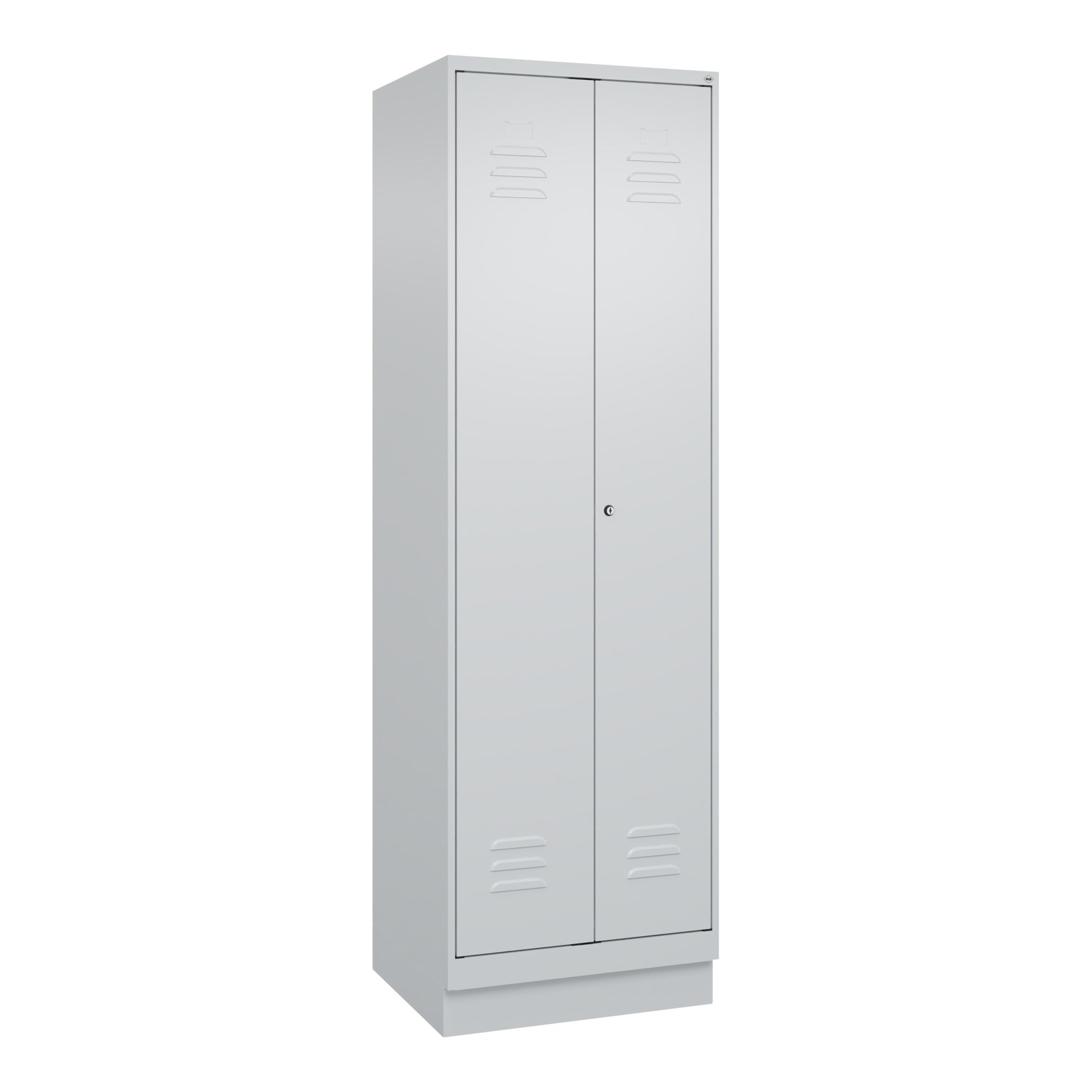C+P Wäsche-/Kombispind Classic PLUS, Sockel, 2 Abteile, 1950x600x500mm, 7035/703 Verschluss Zylinderschloss Front RAL 7035 Lichtgrau ; C + P Möbelsyst