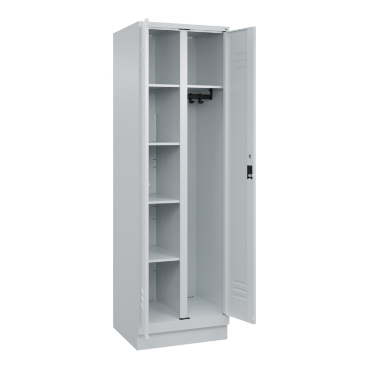 C+P Wäsche-/Kombispind Classic PLUS, Sockel, 2 Abteile, 1950x600x500mm, 7035/703 Verschluss Zylinderschloss Front RAL 7035 Lichtgrau