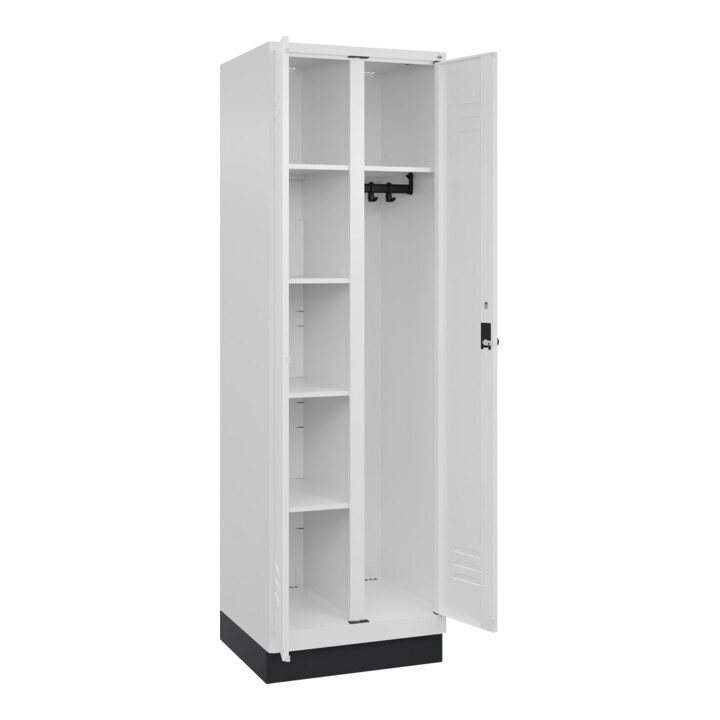 C+P Wäsche-/Kombispind Classic PLUS, Sockel, 2 Abteile, 1950x600x500mm, 9016/901 Verschluss Sicherheits-Drehriegel Front RAL 9016 Verkehrsweiß