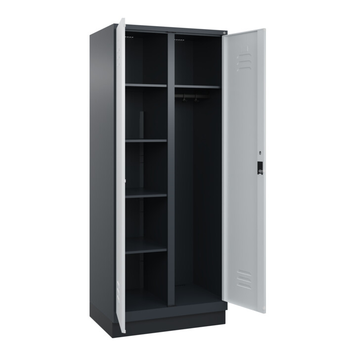 C+P Wäsche-/Kombispind Classic PLUS, Sockel, 2 Abteile, 1950x800x500mm, 7016/701 Verschluss Zylinderschloss Front RAL 7016 Anthrazitgrau