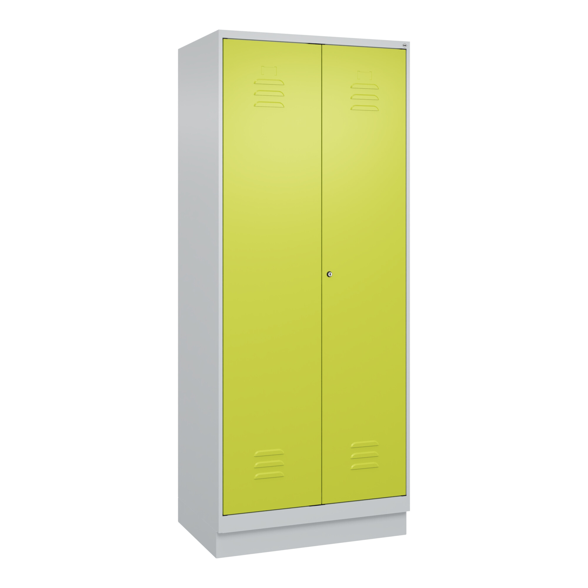 C+P Wäsche-/Kombispind Classic PLUS, Sockel, 2 Abteile, 1950x800x500mm, 7035/002 Verschluss Zylinderschloss Front 1108060 RDS Viridingrün ; C + P Möbe
