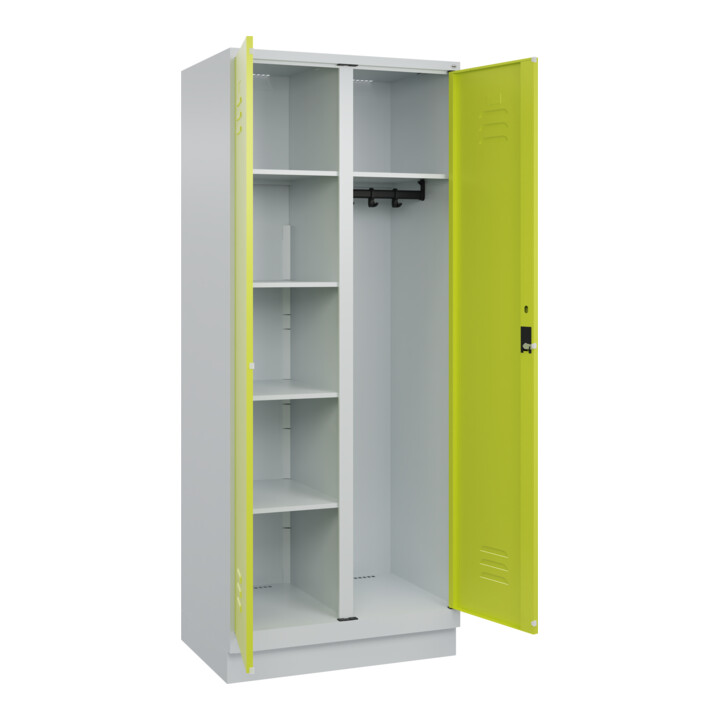 C+P Wäsche-/Kombispind Classic PLUS, Sockel, 2 Abteile, 1950x800x500mm, 7035/002 Verschluss Zylinderschloss Front 1108060 RDS Viridingrün