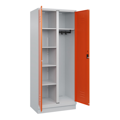 C+P Wäsche-/Kombispind Classic PLUS, Sockel, 2 Abteile, 1950x800x500mm, 7035/200 Verschluss Sicherheits-Drehriegel Front RAL 2004 Reinorange