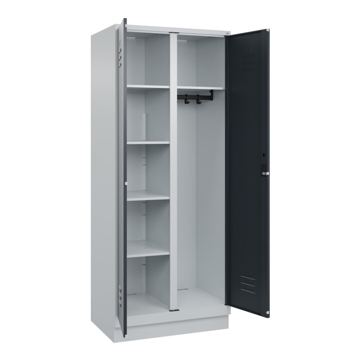 C+P Wäsche-/Kombispind Classic PLUS, Sockel, 2 Abteile, 1950x800x500mm, 7035/701 Verschluss Zylinderschloss Front RAL 7016 Anthrazitgrau