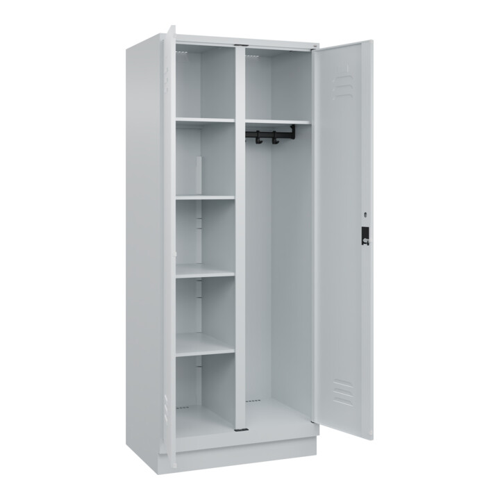 C+P Wäsche-/Kombispind Classic PLUS, Sockel, 2 Abteile, 1950x800x500mm, 7035/703 Verschluss Zylinderschloss Front RAL 7035 Lichtgrau