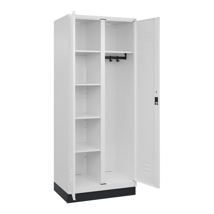 C+P Wäsche-/Kombispind Classic PLUS, Sockel, 2 Abteile, 1950x800x500mm, 9016/901 Verschluss Zylinderschloss Front RAL 9016 Verkehrsweiß