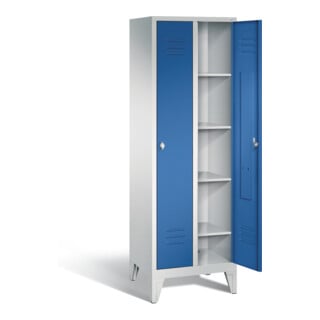 C+P Wäsche-Spind Classic, H1850xB610xT500mm, Front Enzianblau, Korpus Lichtgrau (8010-20B)