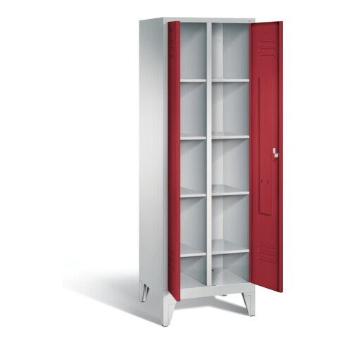 C+P Wäsche-Spind Classic, H1850xB610xT500mm, Front Rubinrot, Korpus Lichtgrau (8012-20B)