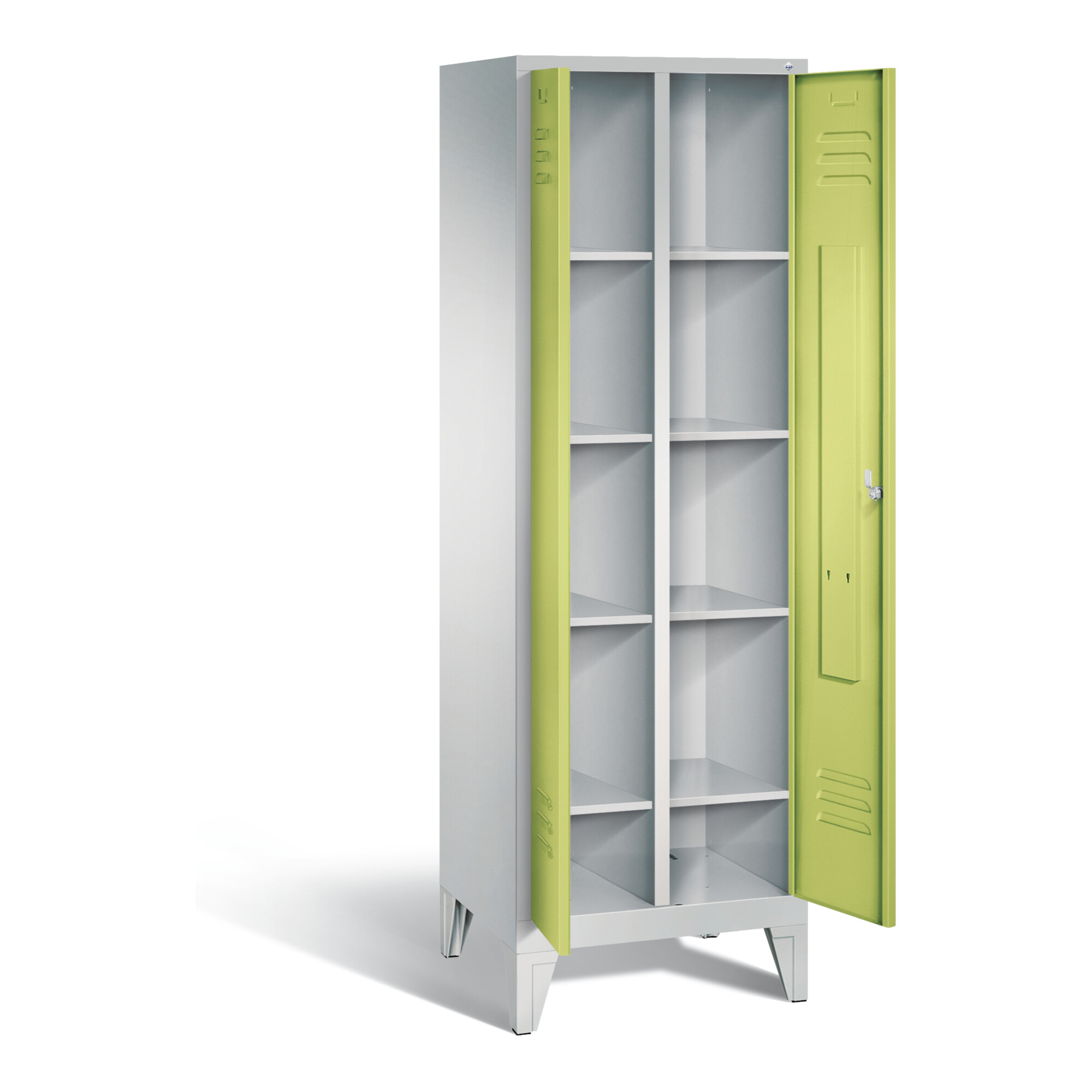 C+P Wäsche-Spind Classic, H1850xB610xT500mm, Front Viridingrün, Korpus Lichtgrau (8012-20B) ; C + P Möbelsysteme