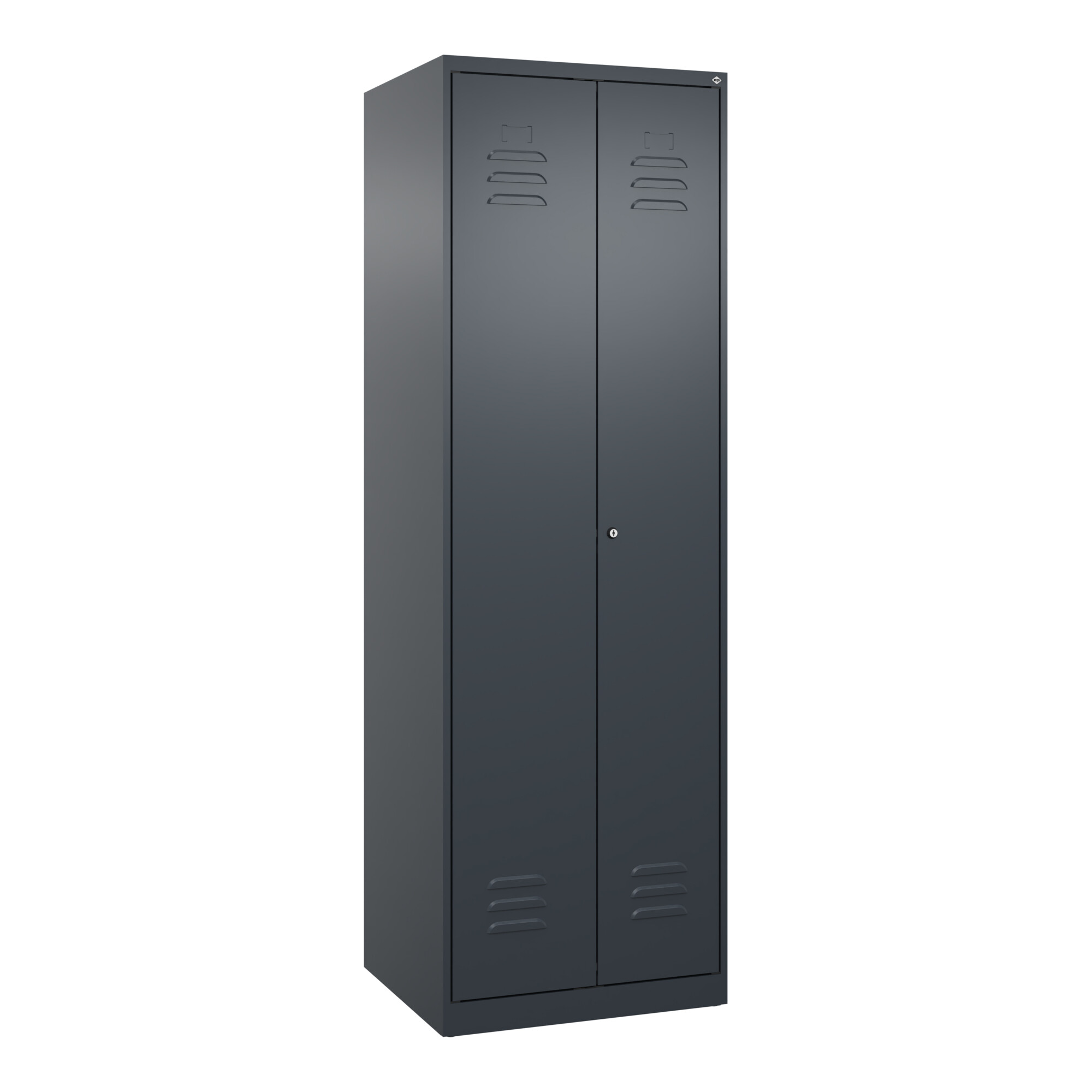 C+P Wäsche-Spind Classic PLUS, 2 Abteile, 1850x600x500mm, 7016/7016 Verschluss Zylinderschloss Trennwand mittig ; C + P Möbelsysteme