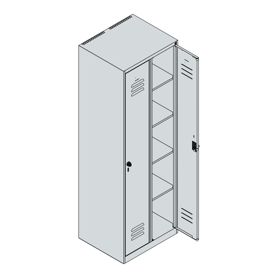 C+P Wäsche-Spind Classic PLUS, 2 Abteile, 1850x600x500mm, 7035/0024 Verschluss Sicherheits-Drehriegel