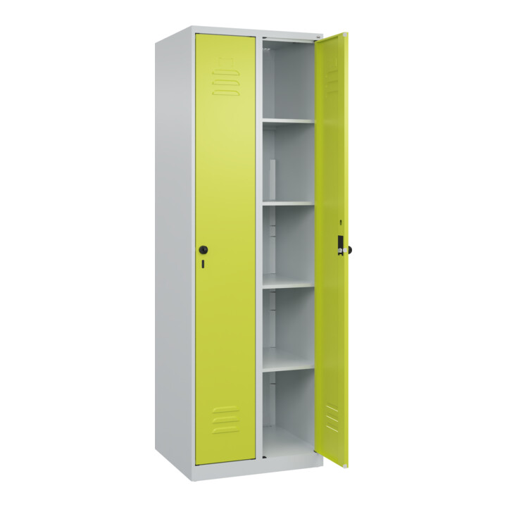C+P Wäsche-Spind Classic PLUS, 2 Abteile, 1850x600x500mm, 7035/0024 Verschluss Sicherheits-Drehriegel
