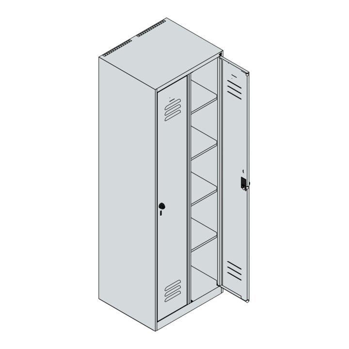 C+P Wäsche-Spind Classic PLUS, 2 Abteile, 1850x600x500mm, 7035/0024 Verschluss Zylinderschloss
