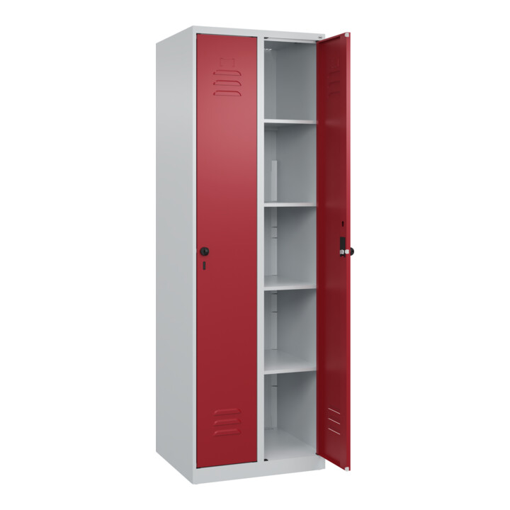 C+P Wäsche-Spind Classic PLUS, 2 Abteile, 1850x600x500mm, 7035/3003 Verschluss Sicherheits-Drehriegel