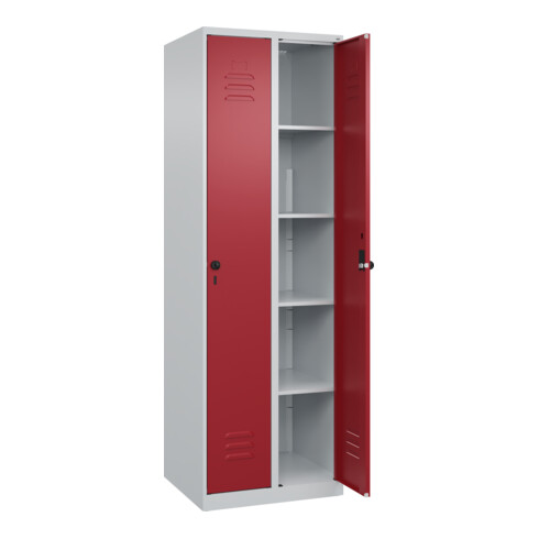 C+P Wäsche-Spind Classic PLUS, 2 Abteile, 1850x600x500mm, 7035/3003 Verschluss Sicherheits-Drehriegel