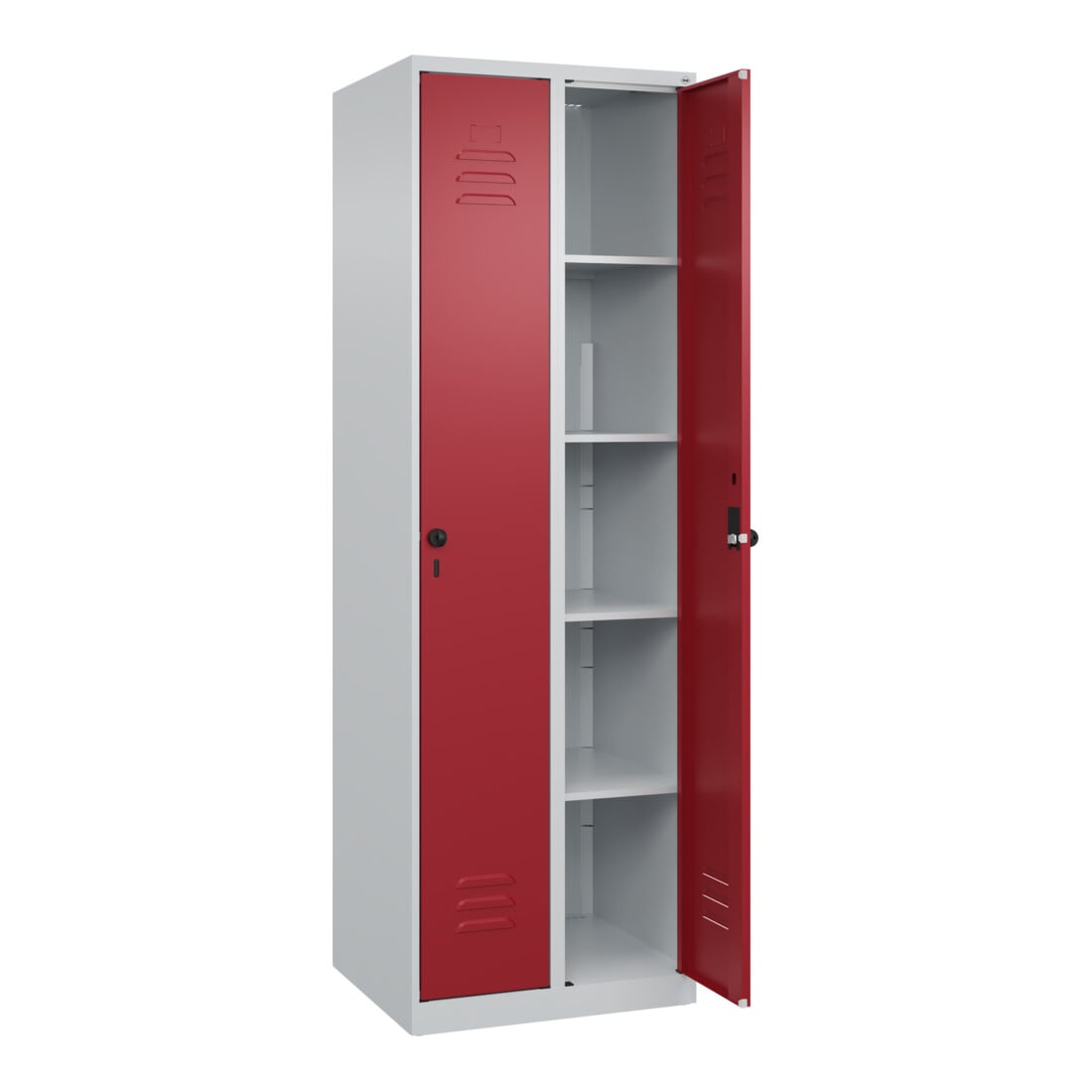 C+P Wäsche-Spind Classic PLUS, 2 Abteile, 1850x600x500mm, 7035/3003 Verschluss Sicherheits-Drehriegel