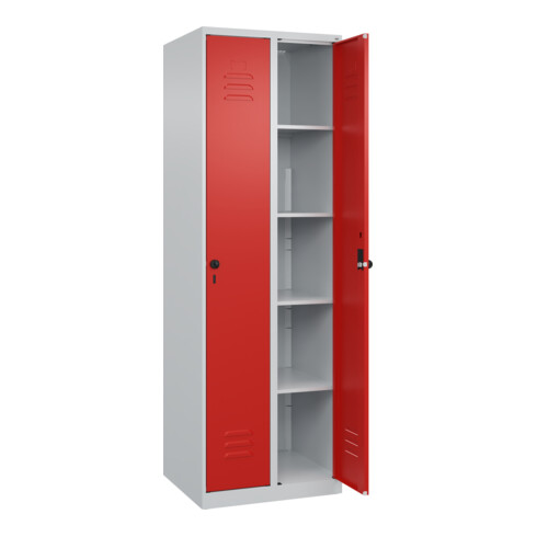C+P Wäsche-Spind Classic PLUS, 2 Abteile, 1850x600x500mm, 7035/3020 Verschluss Sicherheits-Drehriegel