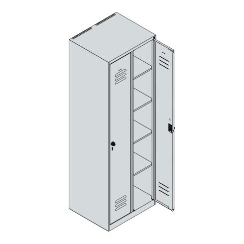 C+P Wäsche-Spind Classic PLUS, 2 Abteile, 1850x600x500mm, 7035/5012 Verschluss Sicherheits-Drehriegel