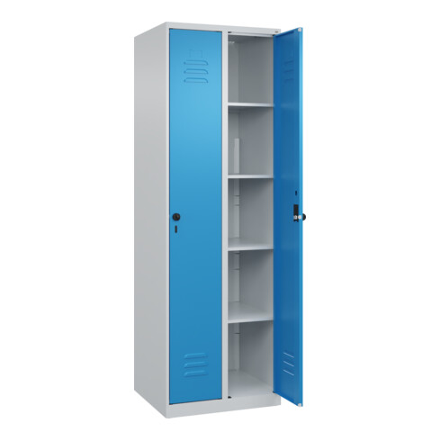 C+P Wäsche-Spind Classic PLUS, 2 Abteile, 1850x600x500mm, 7035/5012 Verschluss Sicherheits-Drehriegel