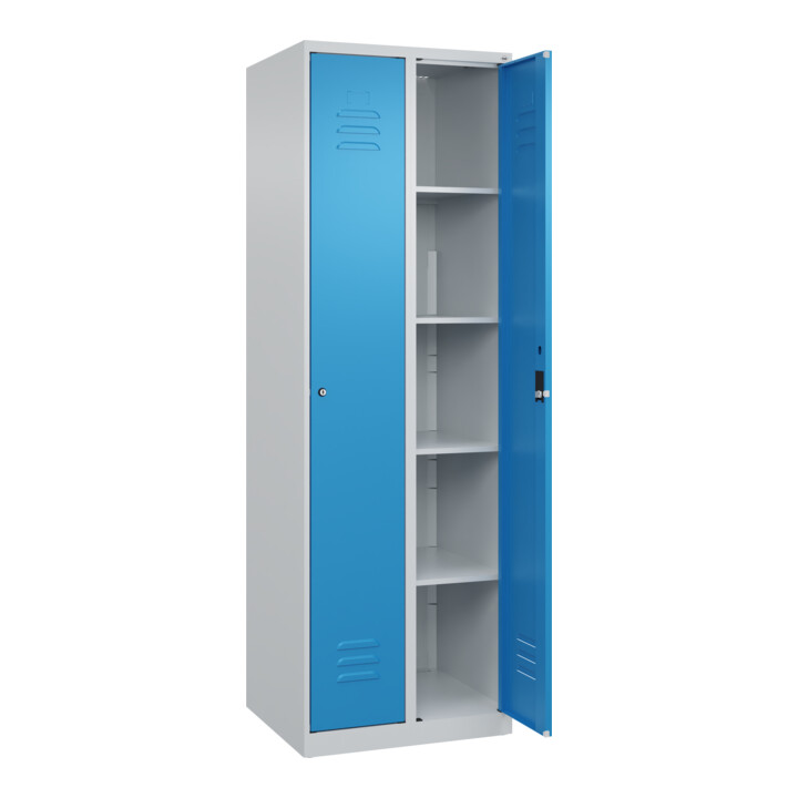 C+P Wäsche-Spind Classic PLUS, 2 Abteile, 1850x600x500mm, 7035/5012 Verschluss Zylinderschloss