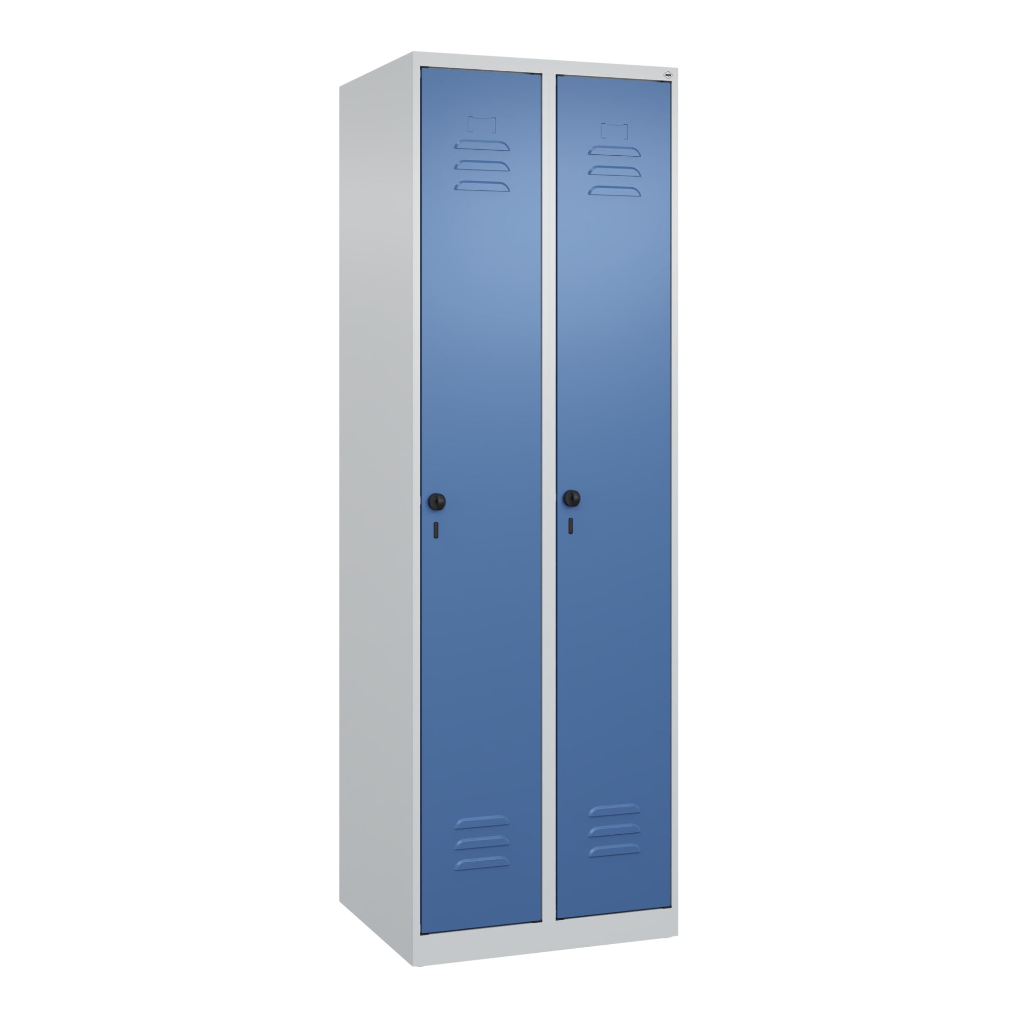 C+P Wäsche-Spind Classic PLUS, 2 Abteile, 1850x600x500mm, 7035/5023 Verschluss Sicherheits-Drehriegel ; C + P Möbelsysteme