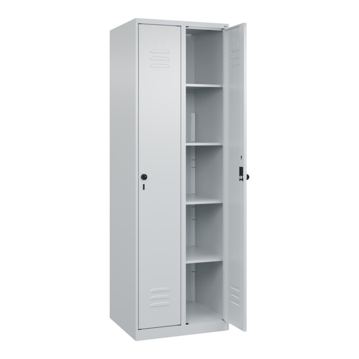 C+P Wäsche-Spind Classic PLUS, 2 Abteile, 1850x600x500mm, 7035/7035 Verschluss Sicherheits-Drehriegel