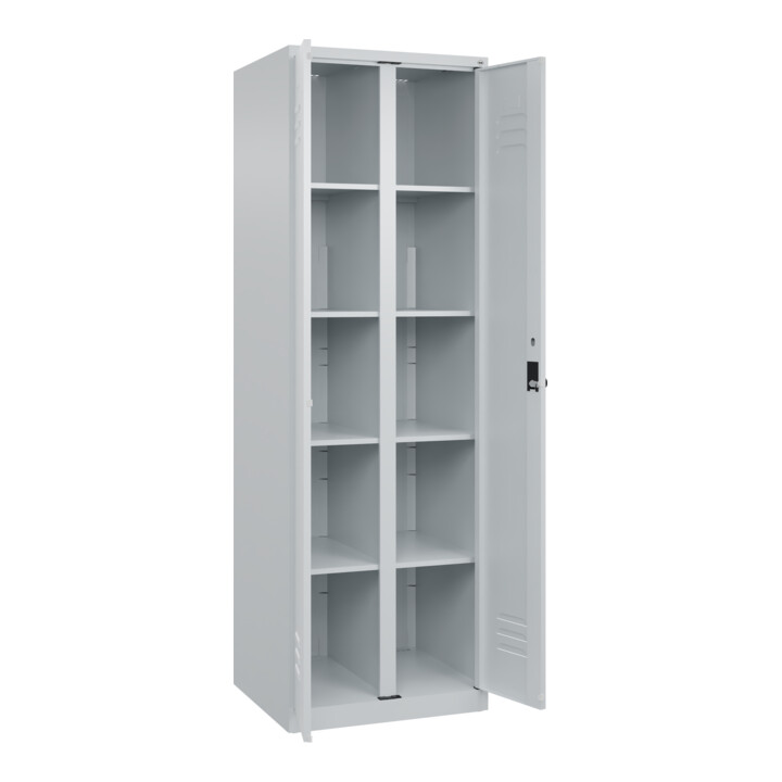 C+P Wäsche-Spind Classic PLUS, 2 Abteile, 1850x600x500mm, 7035/7035 Verschluss Sicherheits-Drehriegel Trennwand mittig