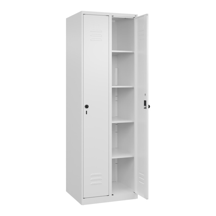 C+P Wäsche-Spind Classic PLUS, 2 Abteile, 1850x600x500mm, 9016/9016 Verschluss Sicherheits-Drehriegel