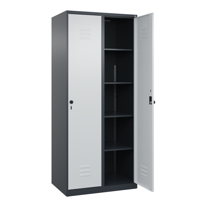 C+P Wäsche-Spind Classic PLUS, 2 Abteile, 1850x800x500mm, 7016/7016 Verschluss Sicherheits-Drehriegel