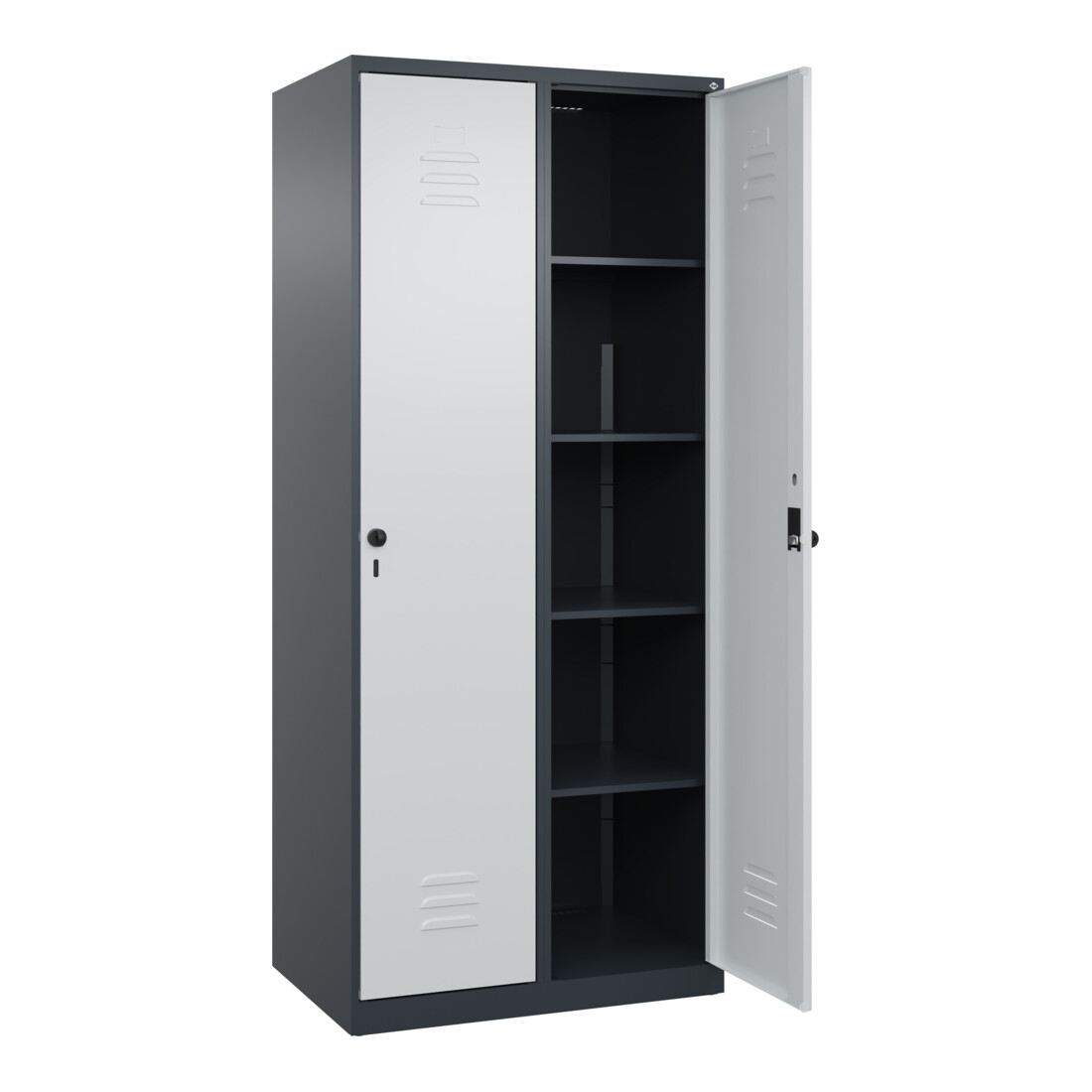 C+P Wäsche-Spind Classic PLUS, 2 Abteile, 1850x800x500mm, 7016/7016 Verschluss Sicherheits-Drehriegel