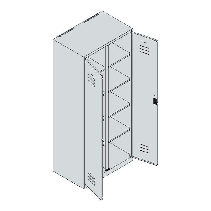 C+P Wäsche-Spind Classic PLUS, 2 Abteile, 1850x800x500mm, 7035/0024 Verschluss Zylinderschloss Trennwand mittig