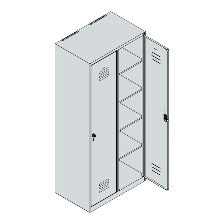 C+P Wäsche-Spind Classic PLUS, 2 Abteile, 1850x800x500mm, 7035/2004 Verschluss Sicherheits-Drehriegel