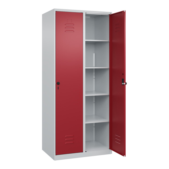 C+P Wäsche-Spind Classic PLUS, 2 Abteile, 1850x800x500mm, 7035/3003 Verschluss Sicherheits-Drehriegel