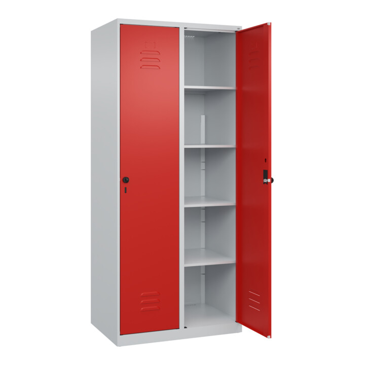 C+P Wäsche-Spind Classic PLUS, 2 Abteile, 1850x800x500mm, 7035/3020 Verschluss Sicherheits-Drehriegel