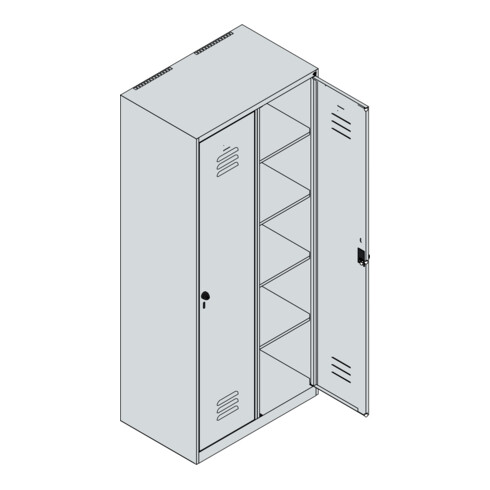 C+P Wäsche-Spind Classic PLUS, 2 Abteile, 1850x800x500mm, 7035/3020 Verschluss Sicherheits-Drehriegel