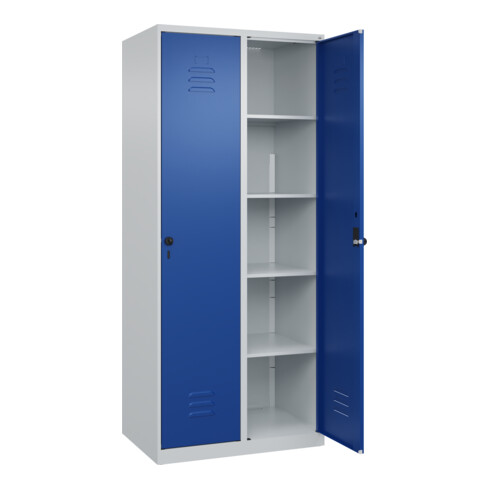 C+P Wäsche-Spind Classic PLUS, 2 Abteile, 1850x800x500mm, 7035/5010 Verschluss Sicherheits-Drehriegel